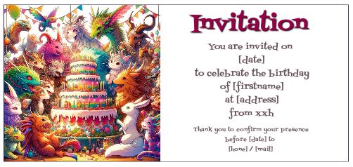 Birthday Card Invitation Manga Cake free template