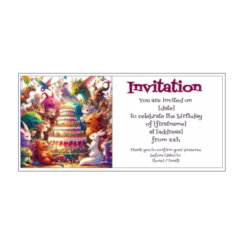 birthday card invitation manga cake pokemon animals 