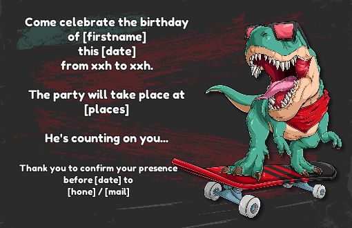 Birthday Card Invitation Dinosaur Grey free template