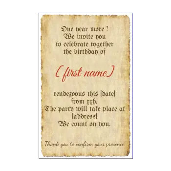 birthday card invitation letter parchment 
