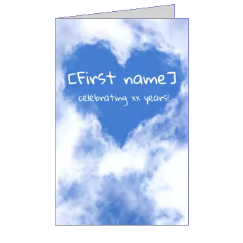 Birthday Card Invitation Heart Blue template