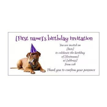 funny birthday card invitation dog mauve animals 