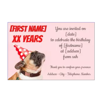 funny birthday card invitation dog rose animals 