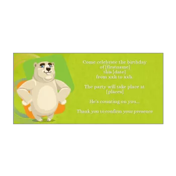 birthday card invitation bear green kid animals 