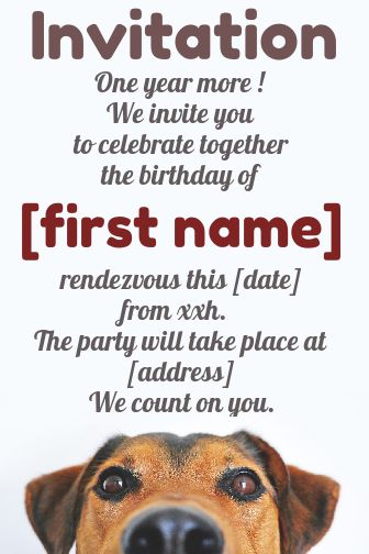 Birthday Card Invitation Dog Brown virtual free