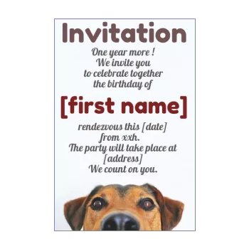 birthday card invitation dog brown animals 