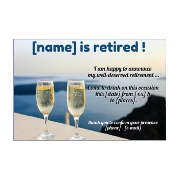 card invitation retirement champagne party sea alcohol 