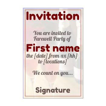 card invitation retirement champagne rose 