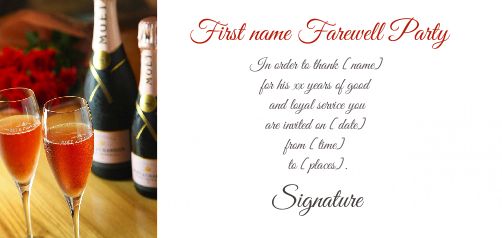 Card Invitation Retirement Champagne Rose free template