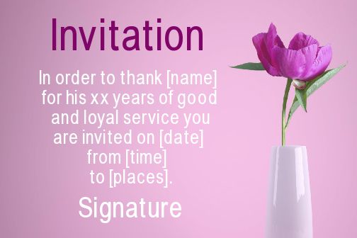 Card Invitation Retirement Flower Rose free template