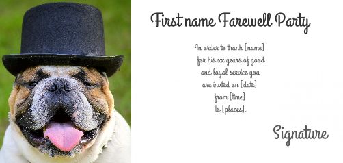 Funny Card Invitation Retirement Dog free template