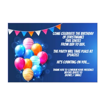 birthday card invitation balloon blue kid 