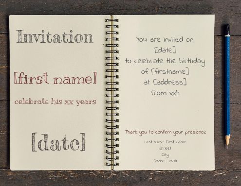 Birthday Card Invitation Notebook Pencil virtual