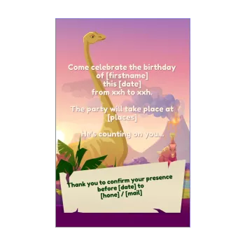 birthday card poster invitation dinosaur drawing kid yellow 