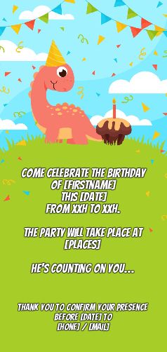 Birthday Card Invitation Dinosaur Cake free template