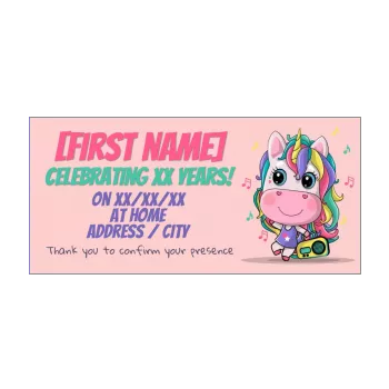 birthday card invitation rainbow unicorn drawing kid music 