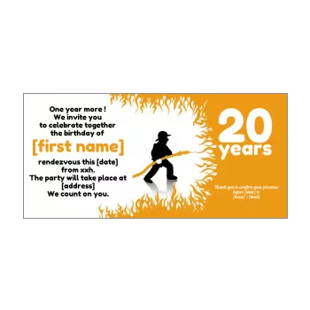 birthday card invitation fireman fire orange 