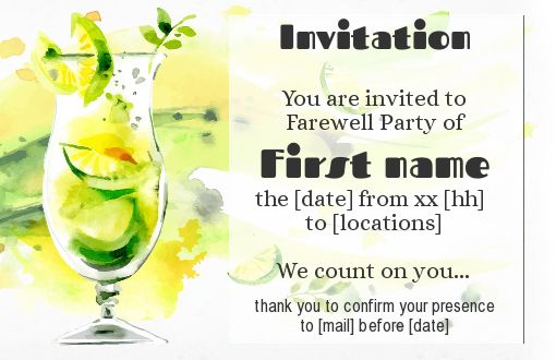 Card Invitation Lemon Retirement Glass free template