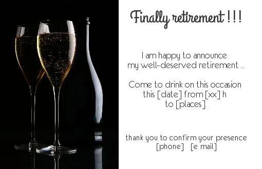 Card Invitation Bottle Retirement Champagne free template