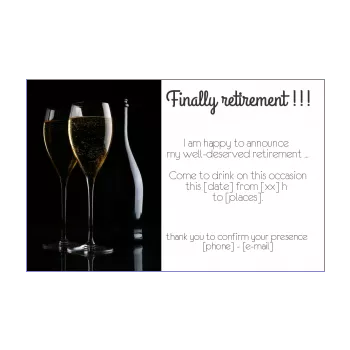 card invitation bottle retirement champagne party black alcohol 