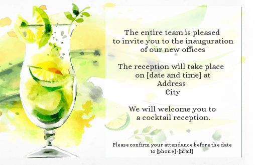 Inauguration Invitation Lemon Shop Glass free template