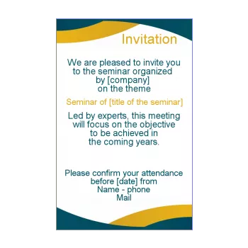 card invitation meeting seminar blue yellow 