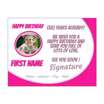 happy birthday card girl kid rose 