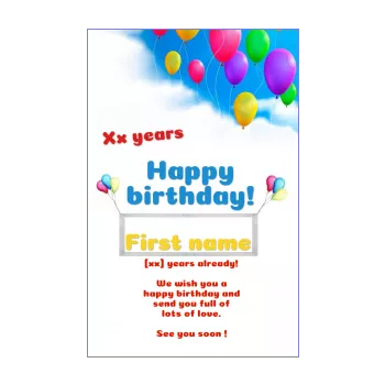 happy birthday card balloon kid white 