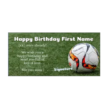 happy birthday card soccer kid sport balloon green 