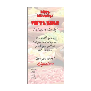 happy birthday card candy kid red 