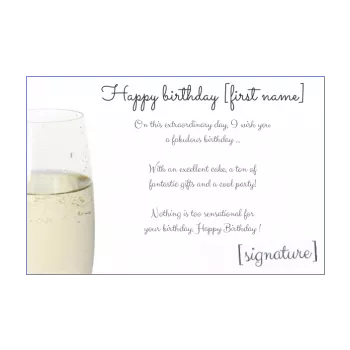 happy birthday card champagne white alcohol 