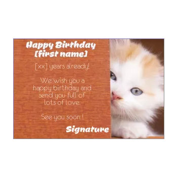 happy birthday card cat brown kid animals 