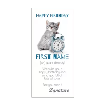 happy birthday card cat blue boy kid animals 