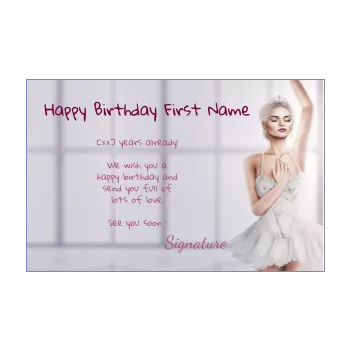 happy birthday card dance girl kid mauve rose 