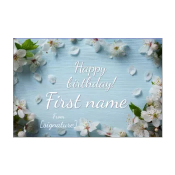 happy birthday card blue flower 