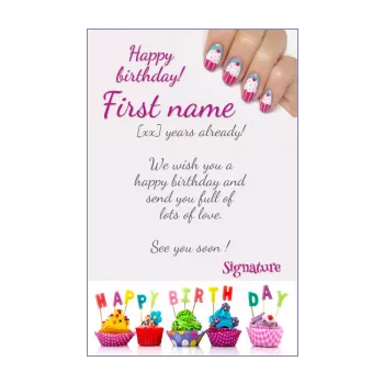 happy birthday card cake girl kid mauve rose 