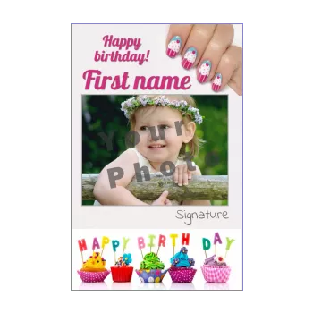 happy birthday card cake girl kid rose 