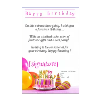 happy birthday card balloon cake rose 