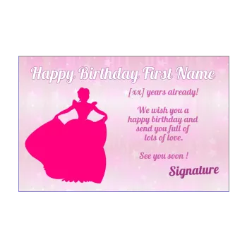 happy birthday card princess girl kid rose 