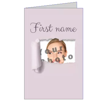 Happy Birthday Card Label Mauve with photo virtual