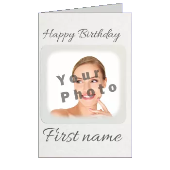 Happy Birthday Card Grey with photo virtual