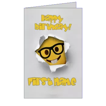 Happy Birthday Card Grey Smiley template