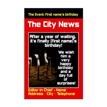 funny happy birthday card magazine newspaper red 