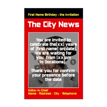 birthday card invitation newspaper red 
