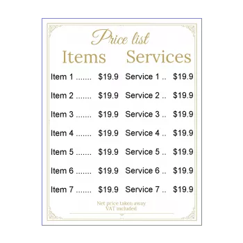 poster list price golden elegant white 