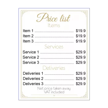poster list price golden elegant 