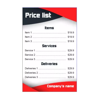 poster list price blue red ribbon 