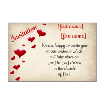 wedding announcement invitation heart brown letter red 