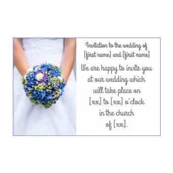 wedding announcement invitation blue flower white 