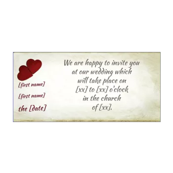 wedding announcement invitation heart brown red 